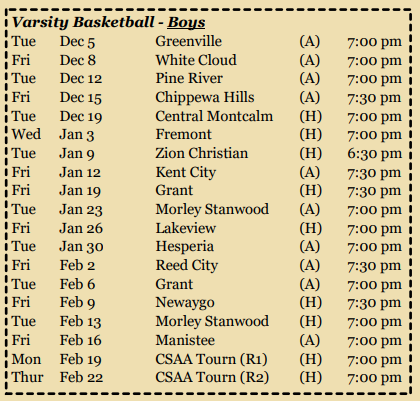 2023-24 Varsity Boys Basketball Schedule